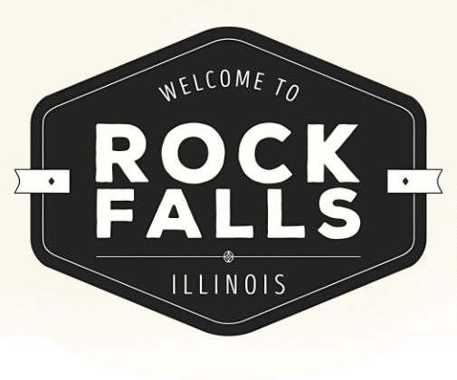 Welcome sign for Rock Falls, Illinois