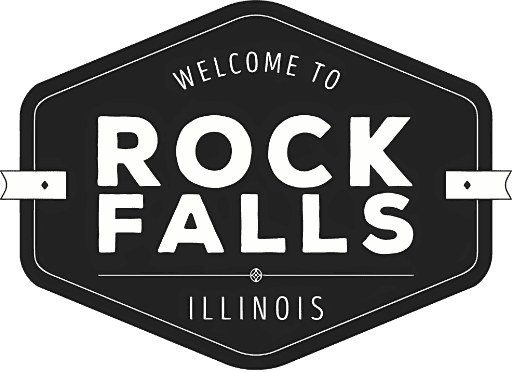 Welcome sign for Rock Falls, Illinois