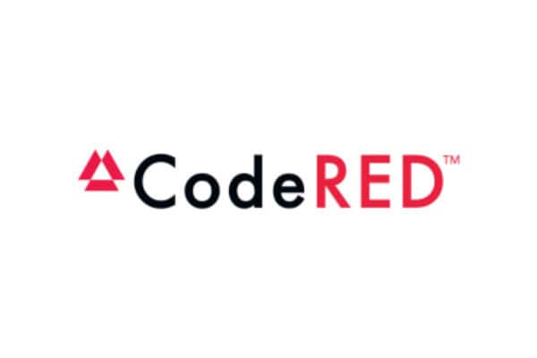 CodeRED logo with red and black text