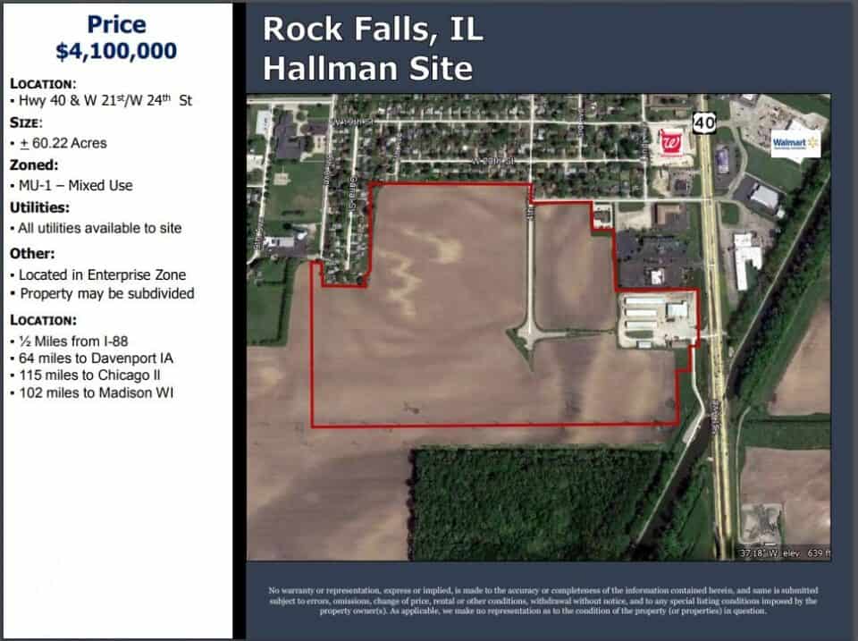 Map of Rock Falls, IL Hallman Site for sale.