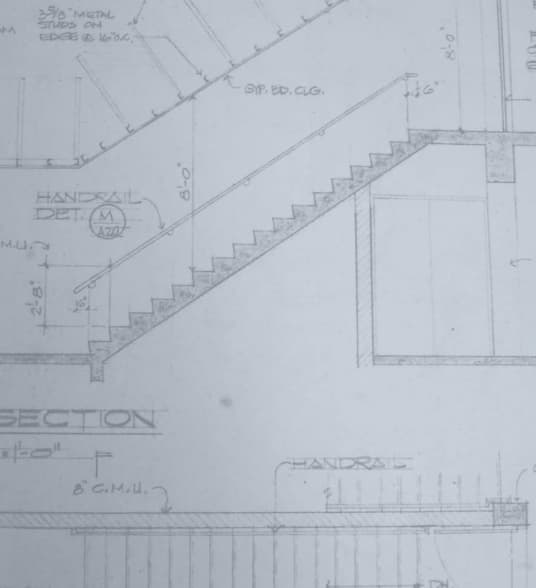 Blueprint of staircase design and dimensions