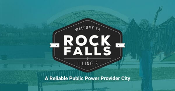 Welcome sign for Rock Falls, Illinois