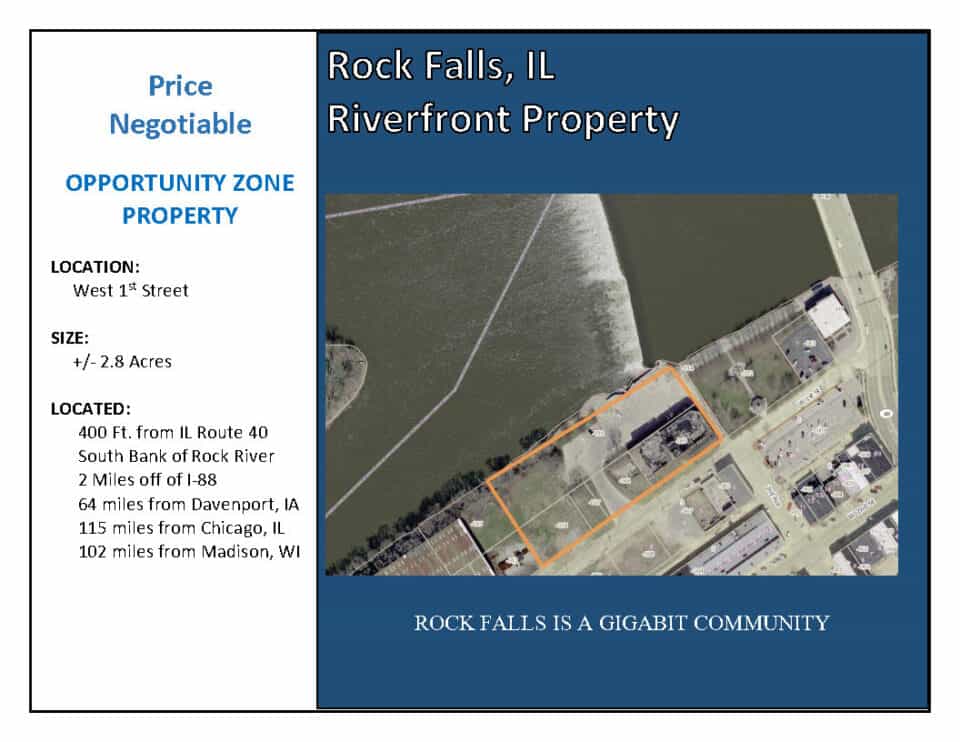 Riverfront property listing in Rock Falls, IL.